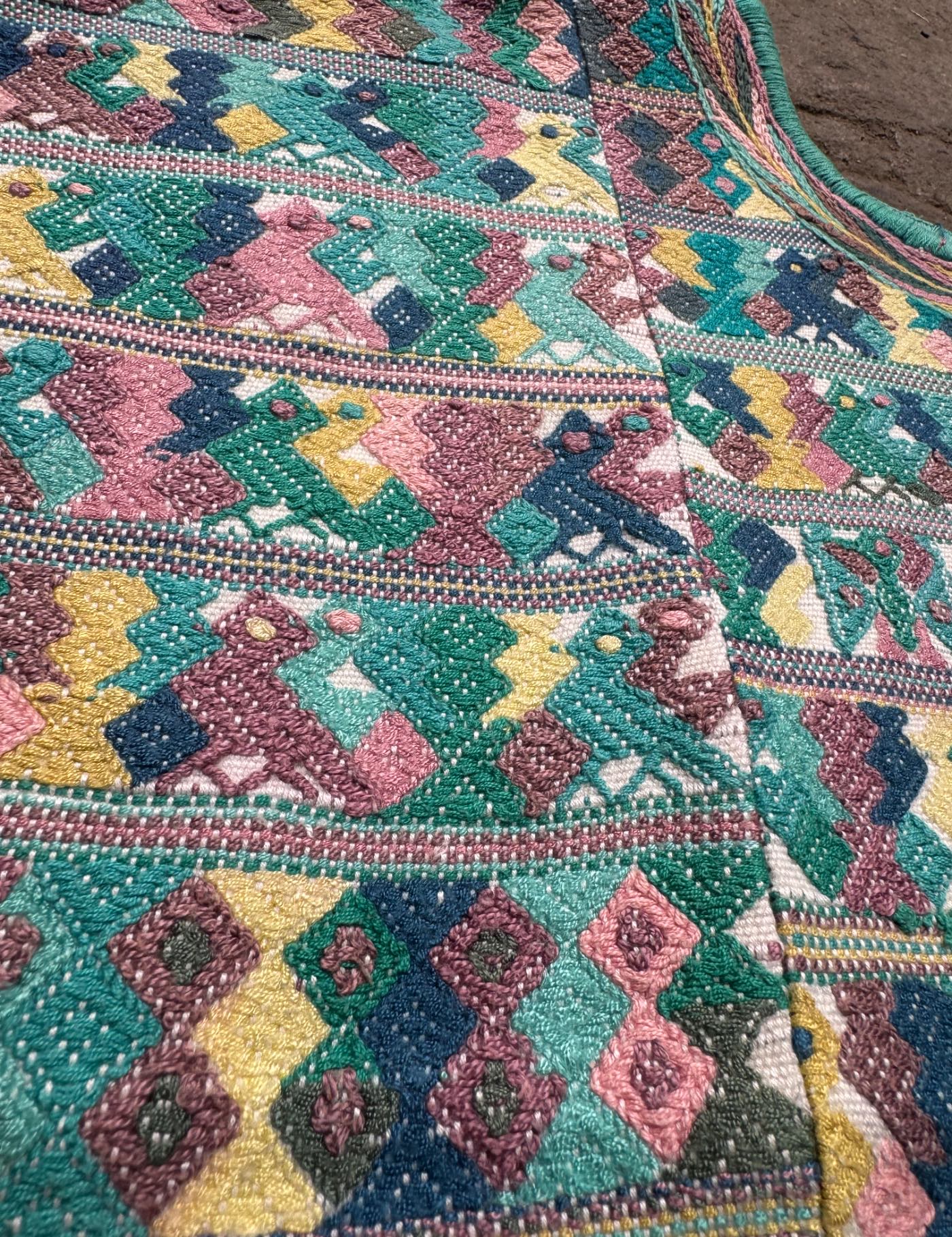 Turquoise and White San Juan Cotzal Huipil #8-533