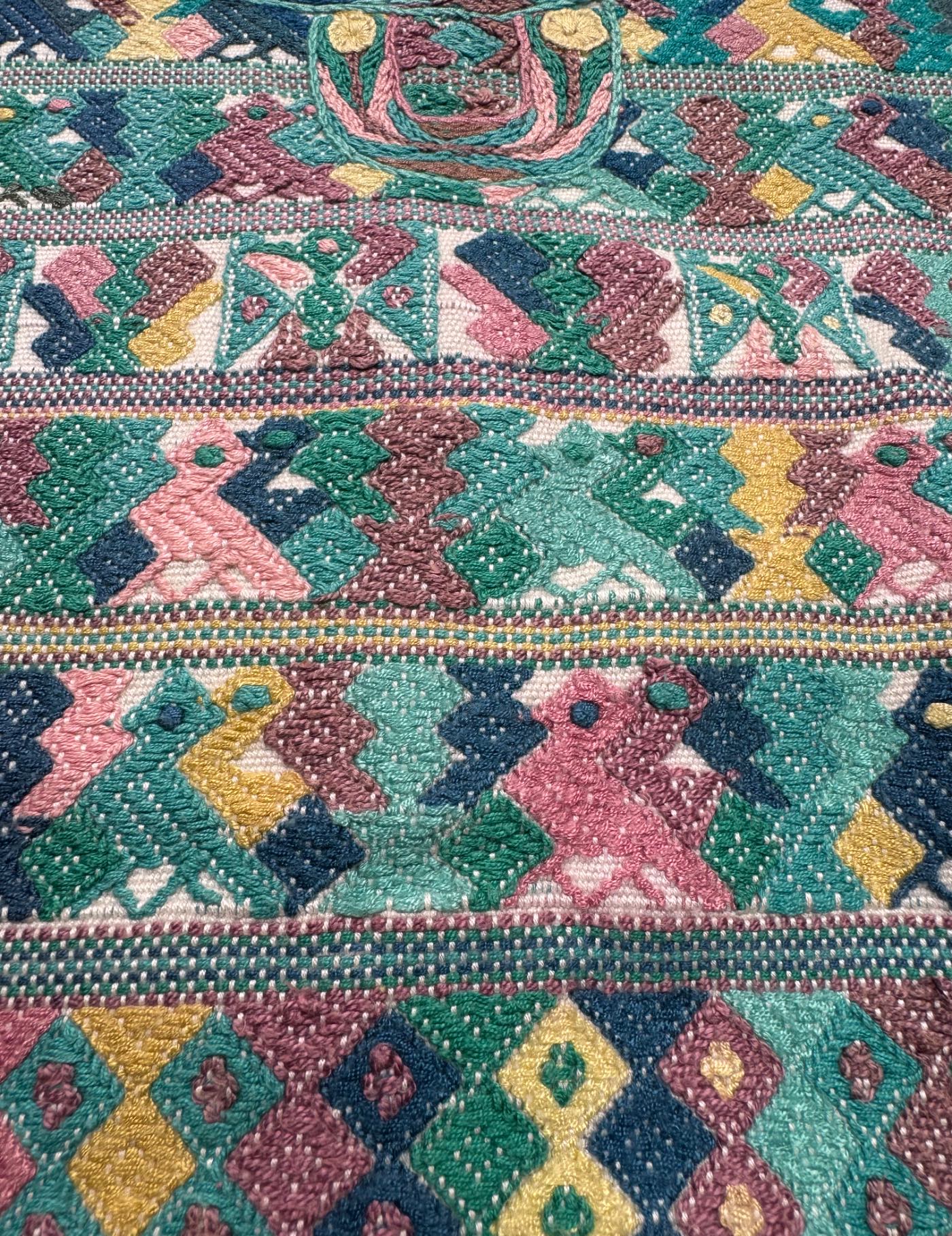 Turquoise and White San Juan Cotzal Huipil #8-533