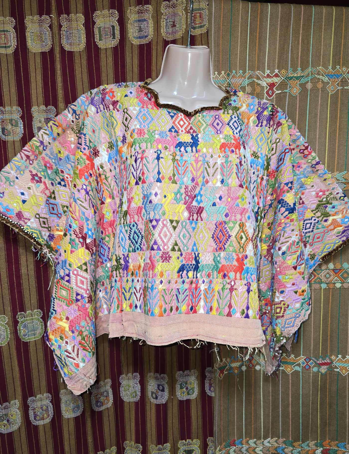 Colourful on Pale Pink Cobán Huipil #8-540