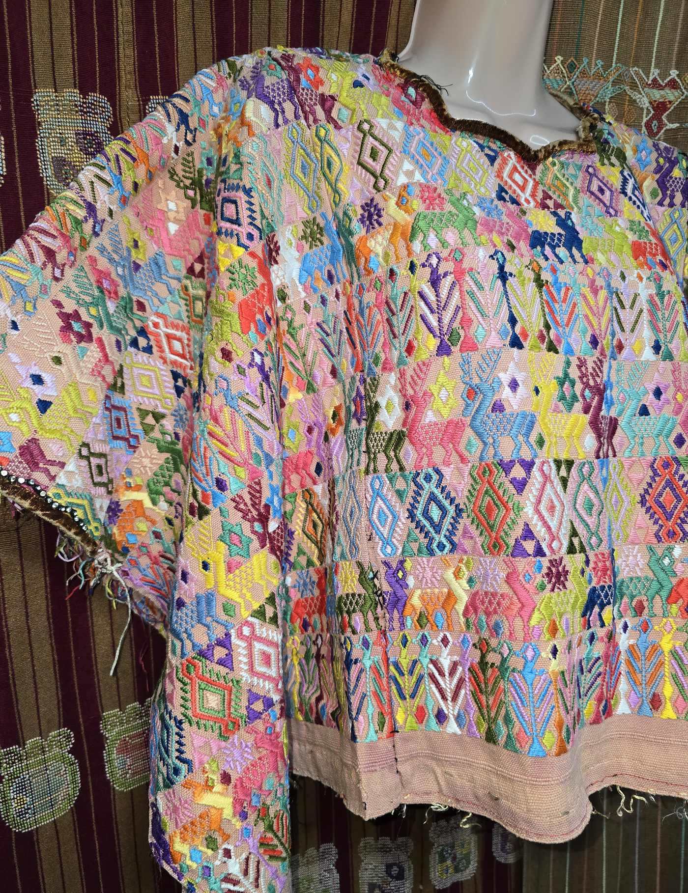 Colourful on Pale Pink Cobán Huipil #8-540