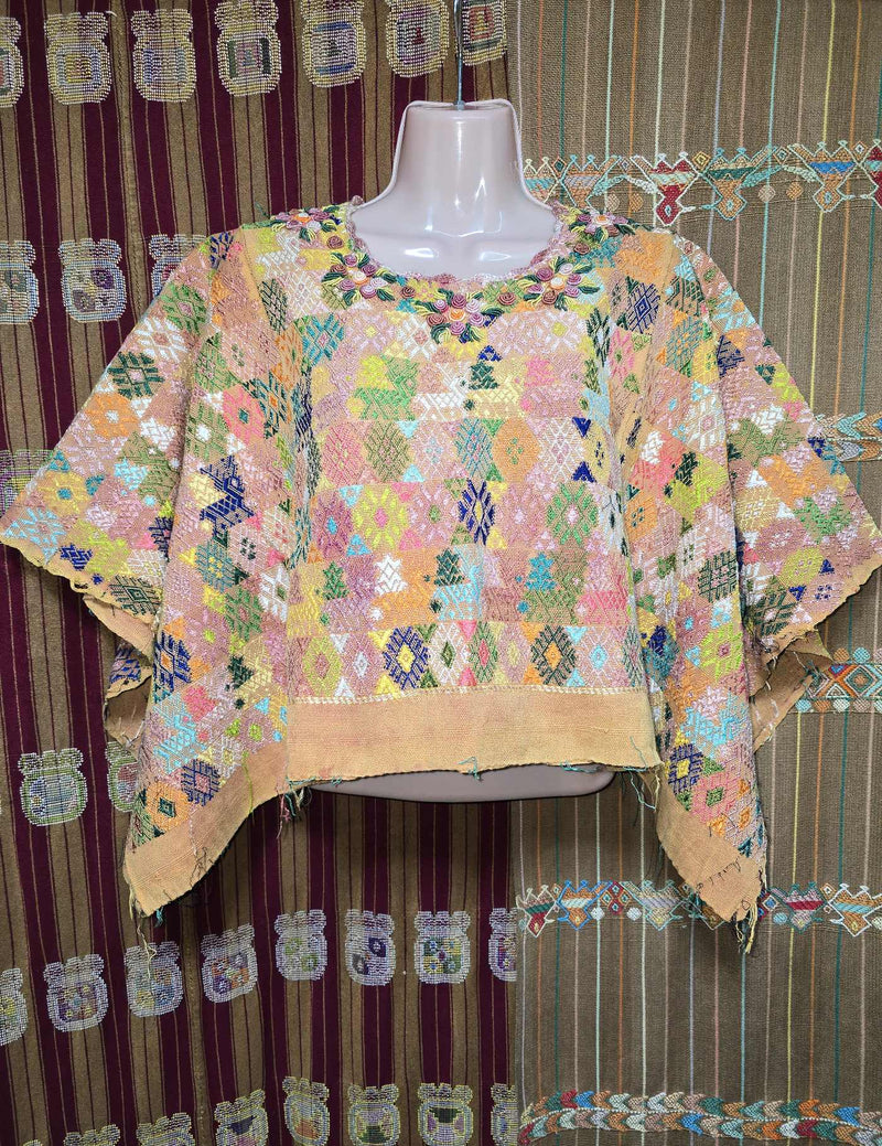 Orange with Rococo Neckline Cobán Huipil #8-541