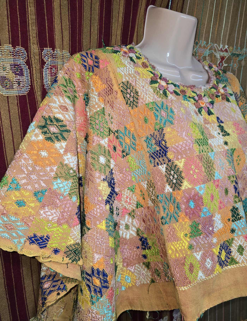 Orange with Rococo Neckline Cobán Huipil #8-541