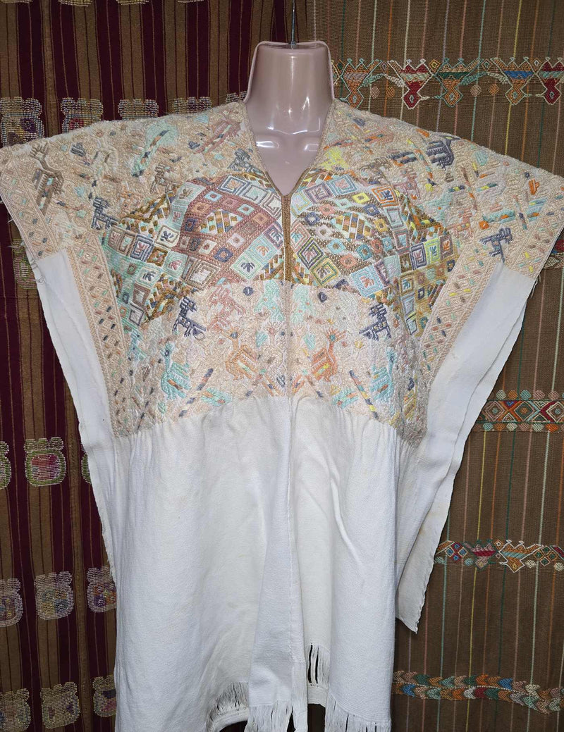 Beige and Ivory Nahualá Huipil #8-546