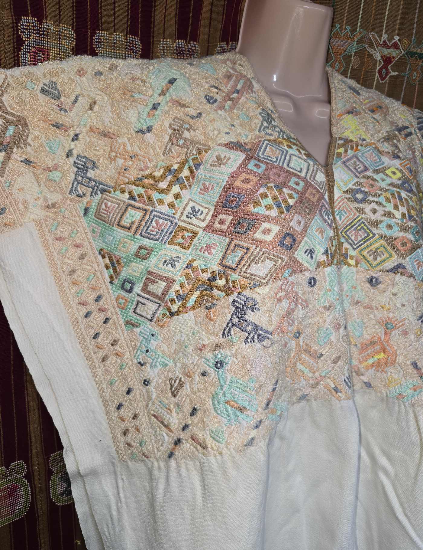 Beige and Ivory Nahualá Huipil #8-546