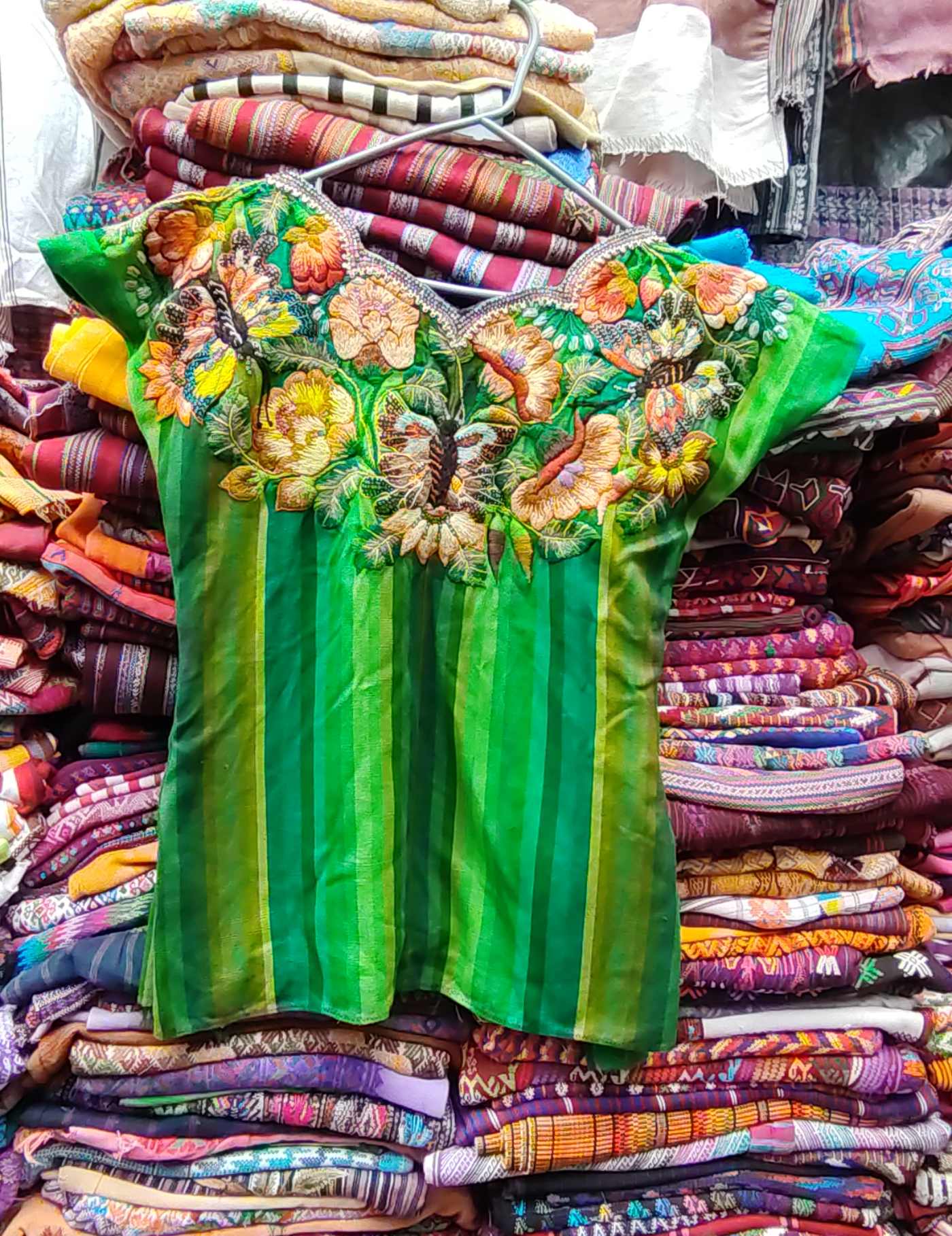 Green with Butterflies Santiago Huipil #8-554