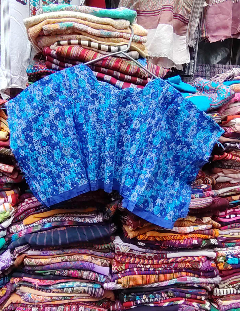 Bright Blue Cobán Huipil #8-556
