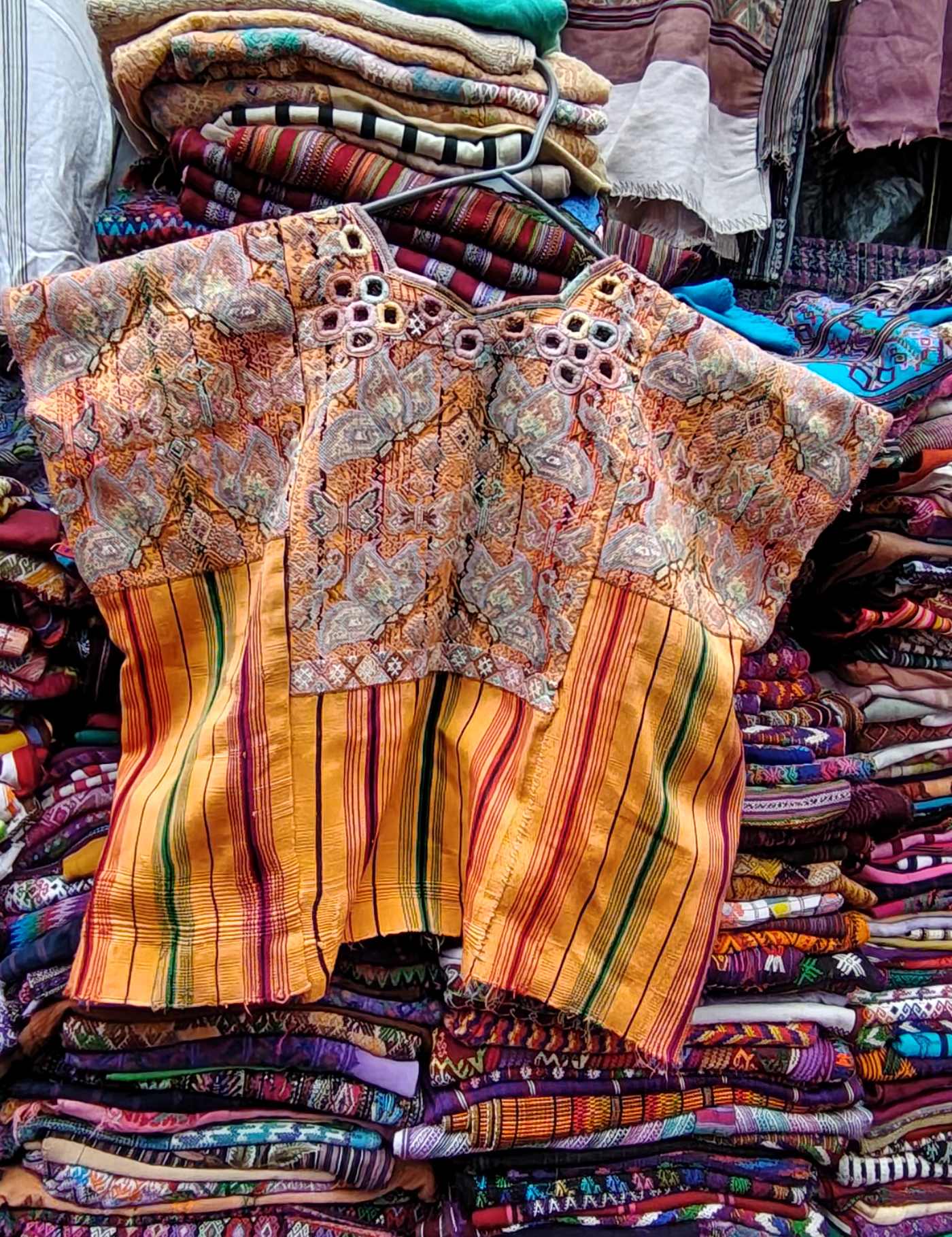 Orange with Butterflies Chichicastenango Huipil #8-559
