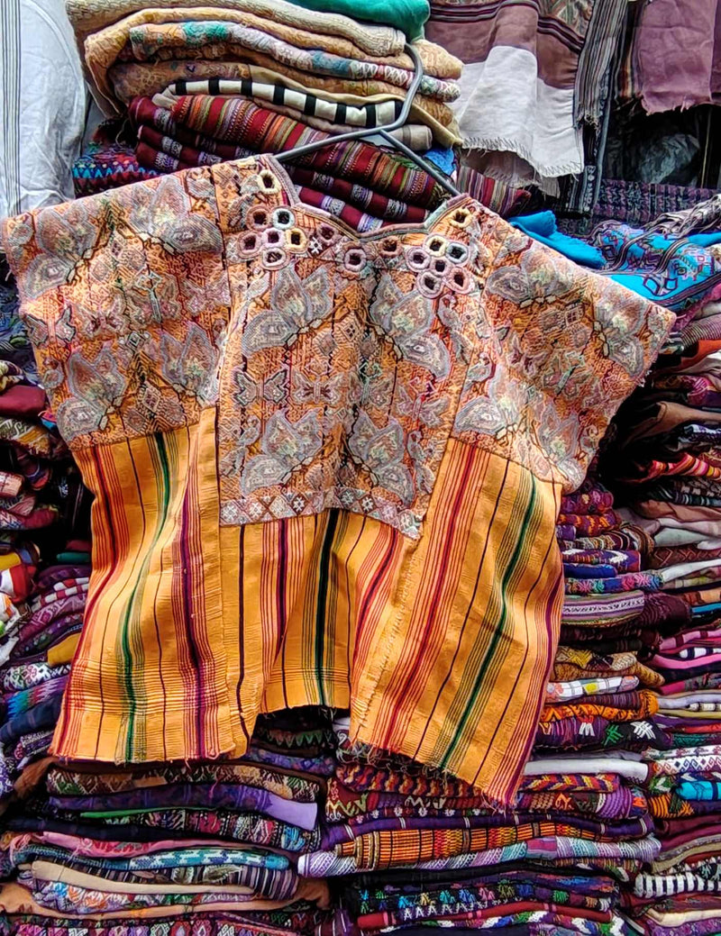 Orange with Butterflies Chichicastenango Huipil #8-559