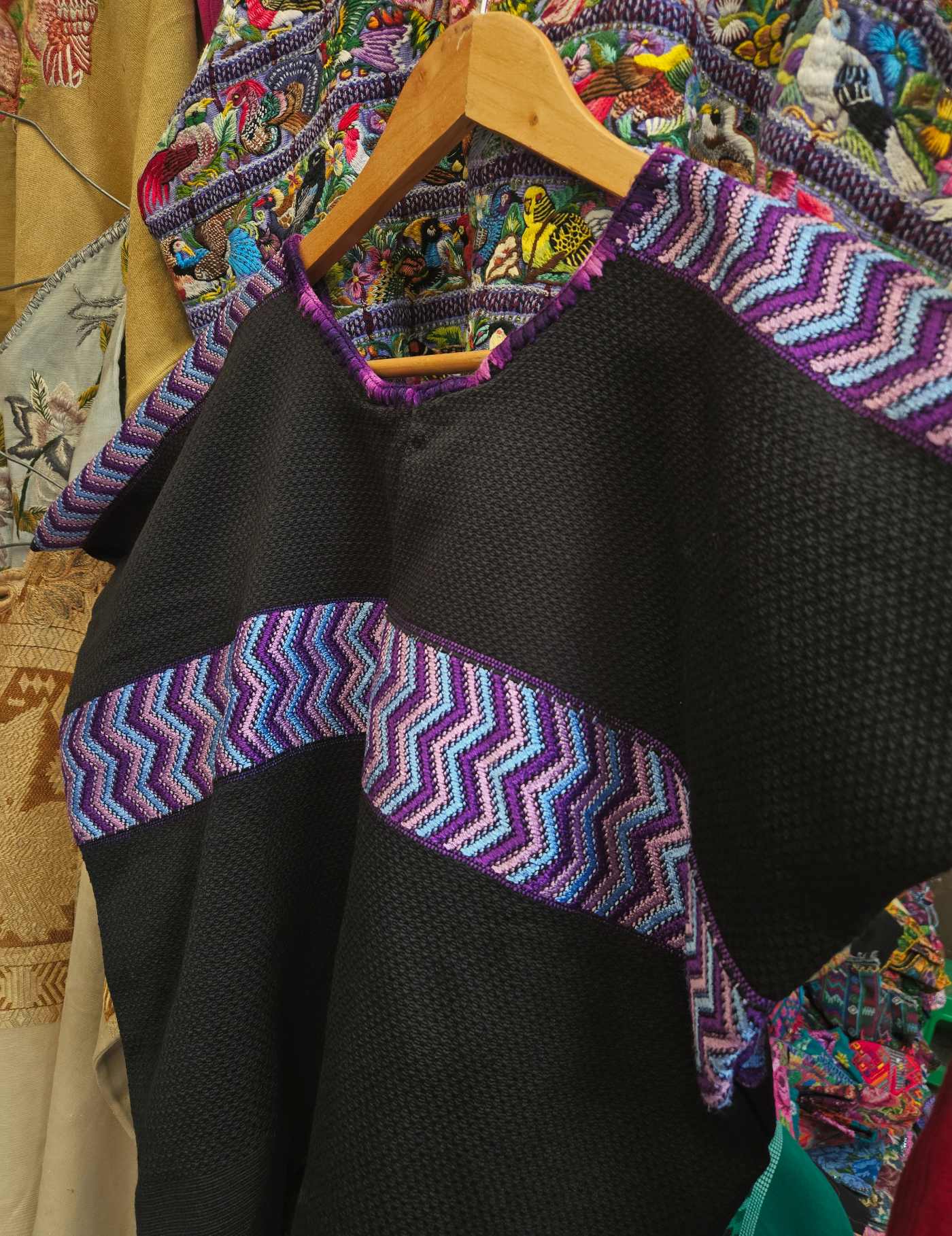 Black and Lilac Colotenango Huipil #9-2