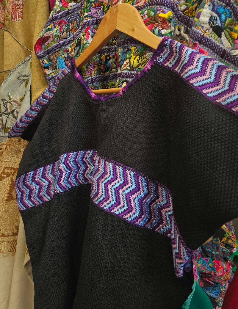 Black and Lilac Colotenango Huipil #9-2