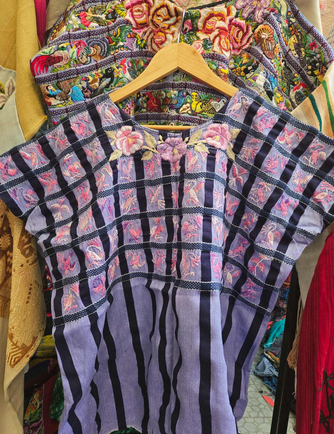 Mauve with Pink Dragons Santiago Huipil #9-4