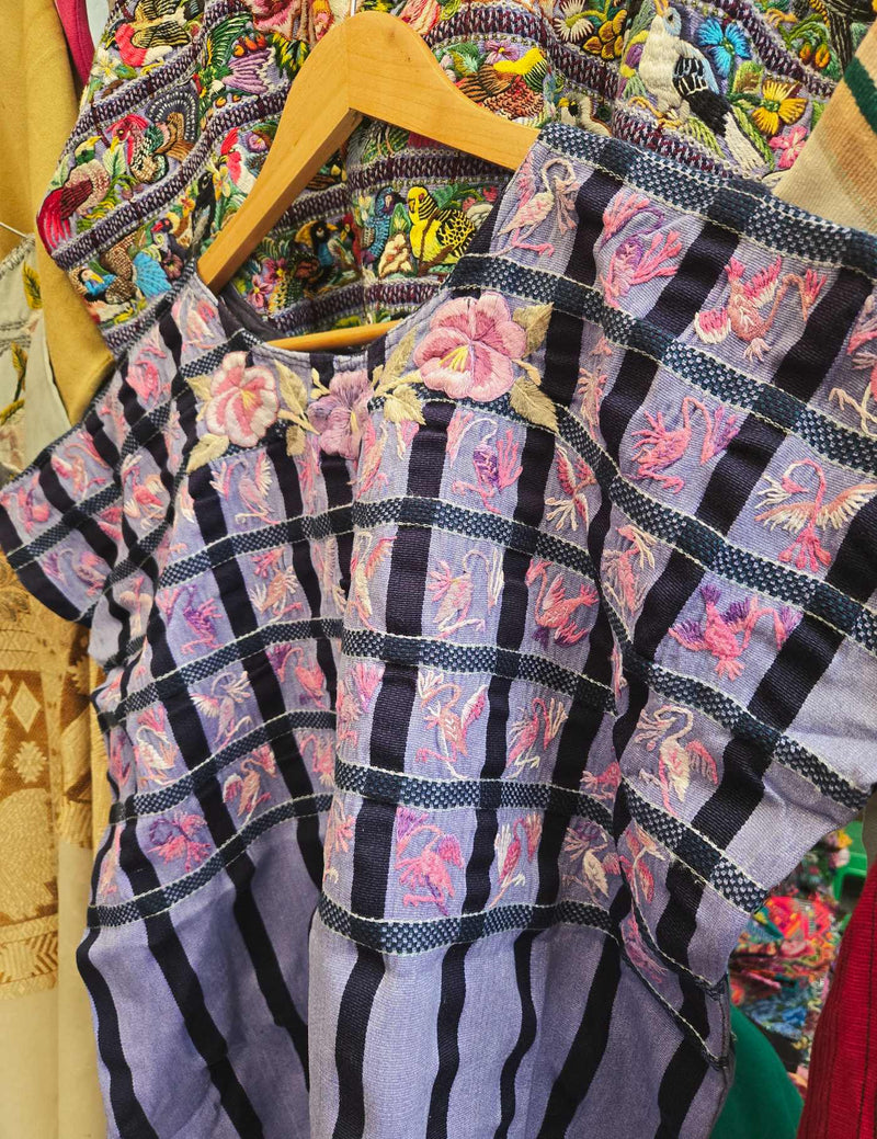 Mauve with Pink Dragons Santiago Huipil #9-4