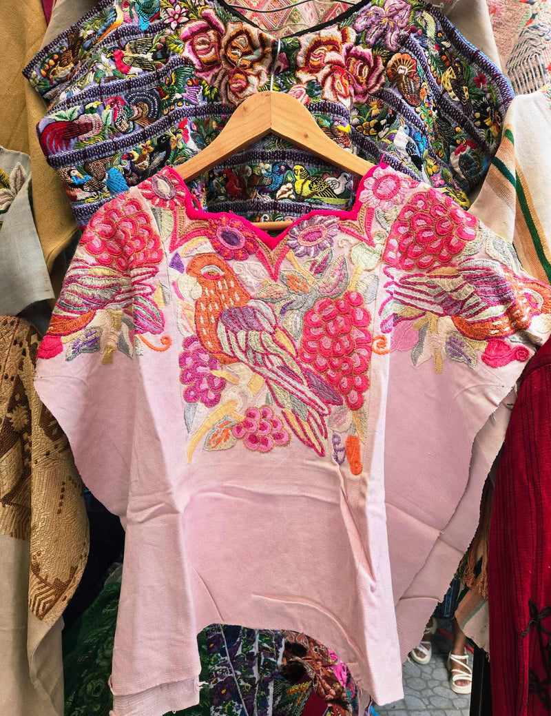 Pale Pink with Parrot Chichicastenango Huipil #9-11