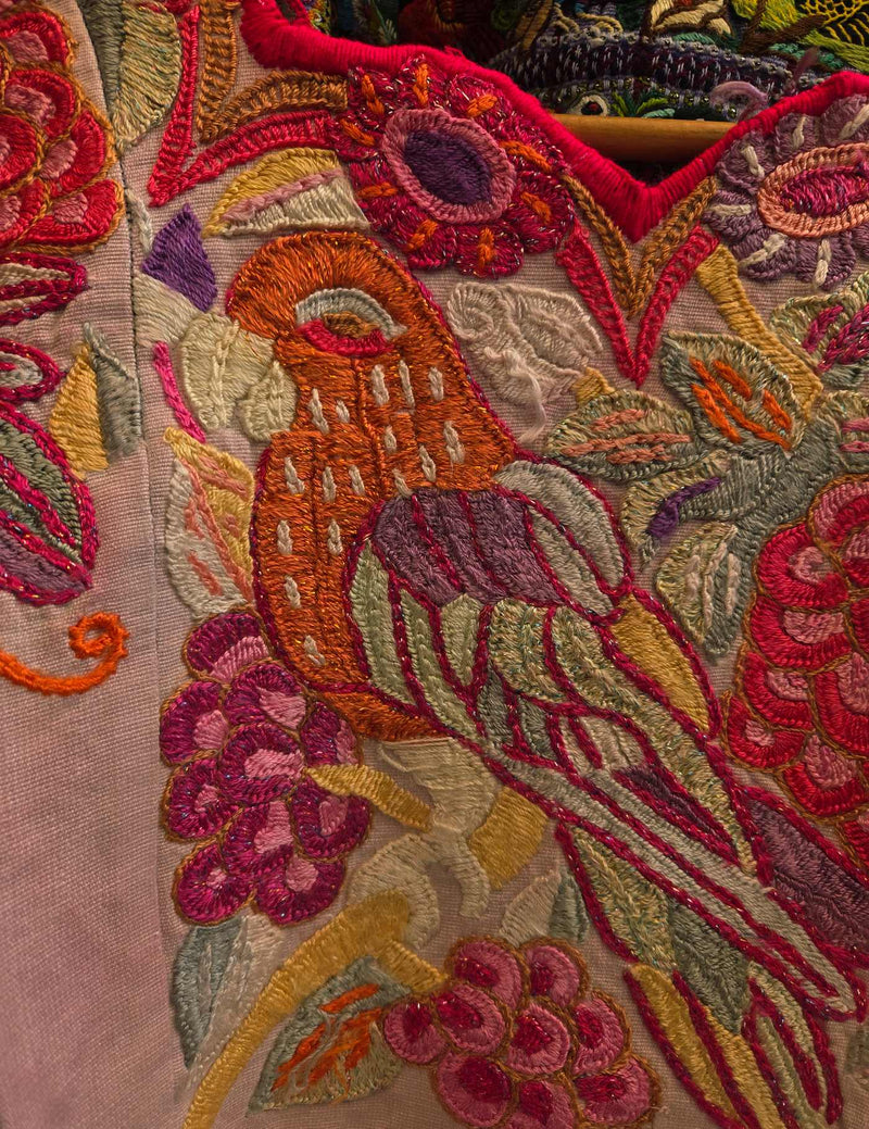 Pale Pink with Parrot Chichicastenango Huipil #9-11