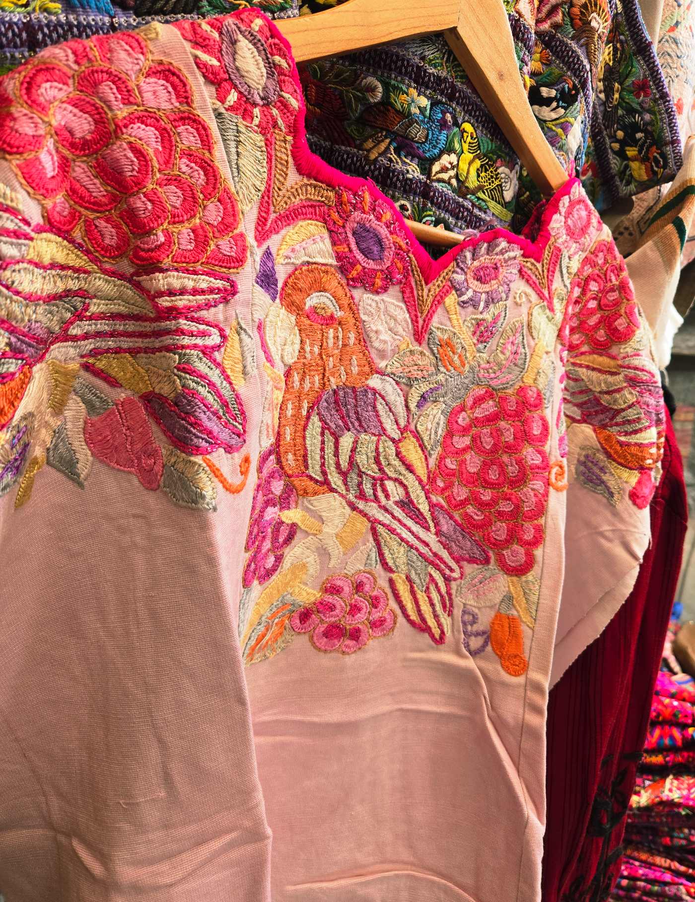 Pale Pink with Parrot Chichicastenango Huipil #9-11