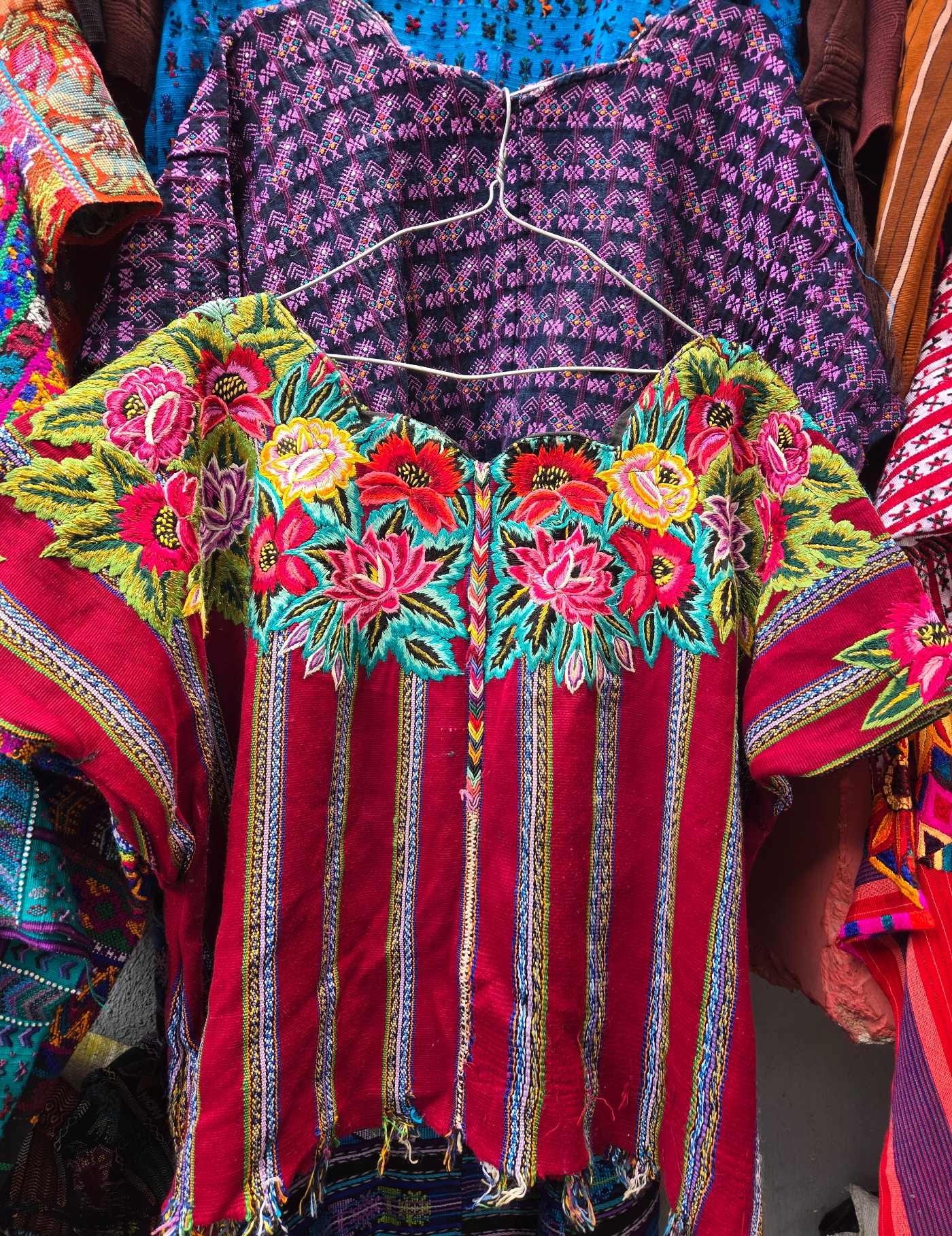 Maroon Floral Patzún Huipil #9-21