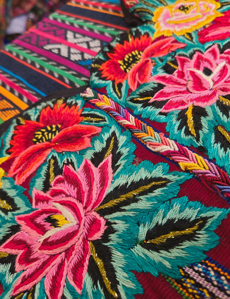Maroon Floral Patzún Huipil #9-21