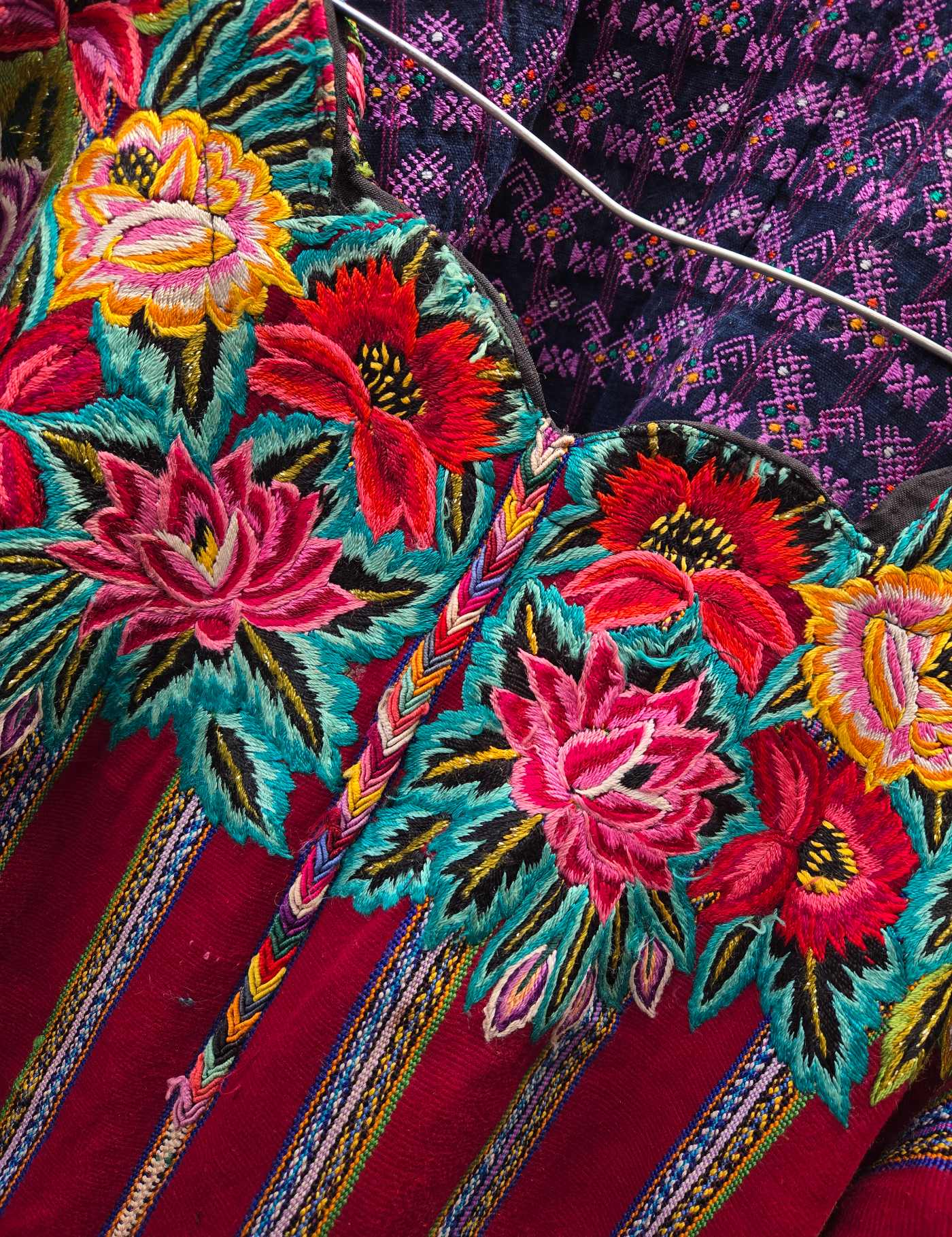 Maroon Floral Patzún Huipil #9-21