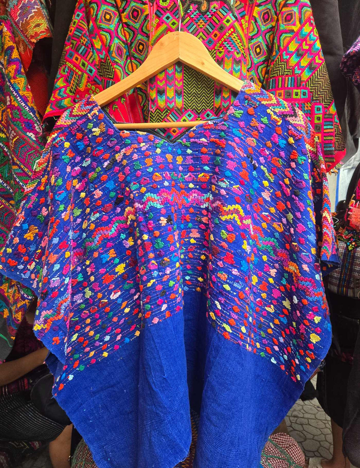 Colourful on Blue Sacatepéquez Huipil #9-29