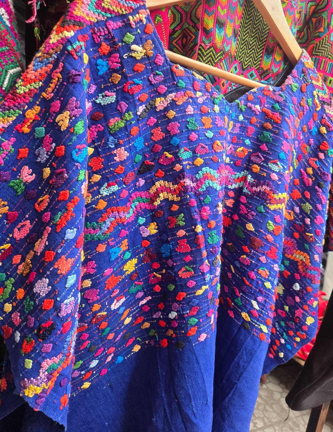 Colourful on Blue Sacatepéquez Huipil #9-29