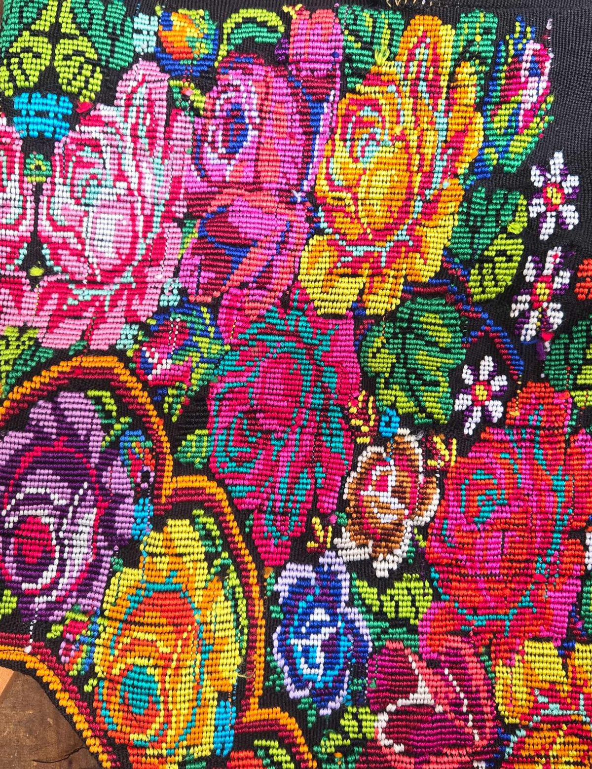Roses on Black Comalapa Huipil #9-32