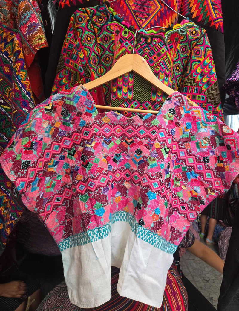 Hot Pink Geometric Xela Huipil #9-33