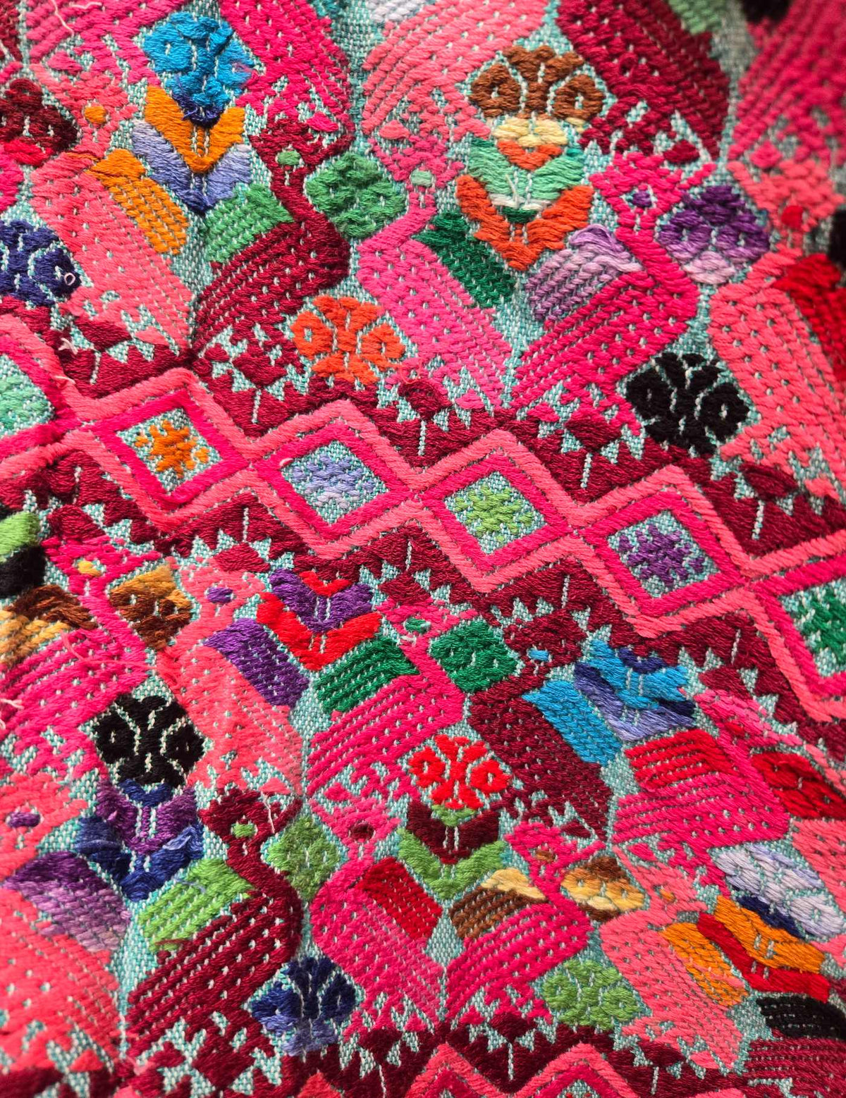 Hot Pink Geometric Xela Huipil #9-33