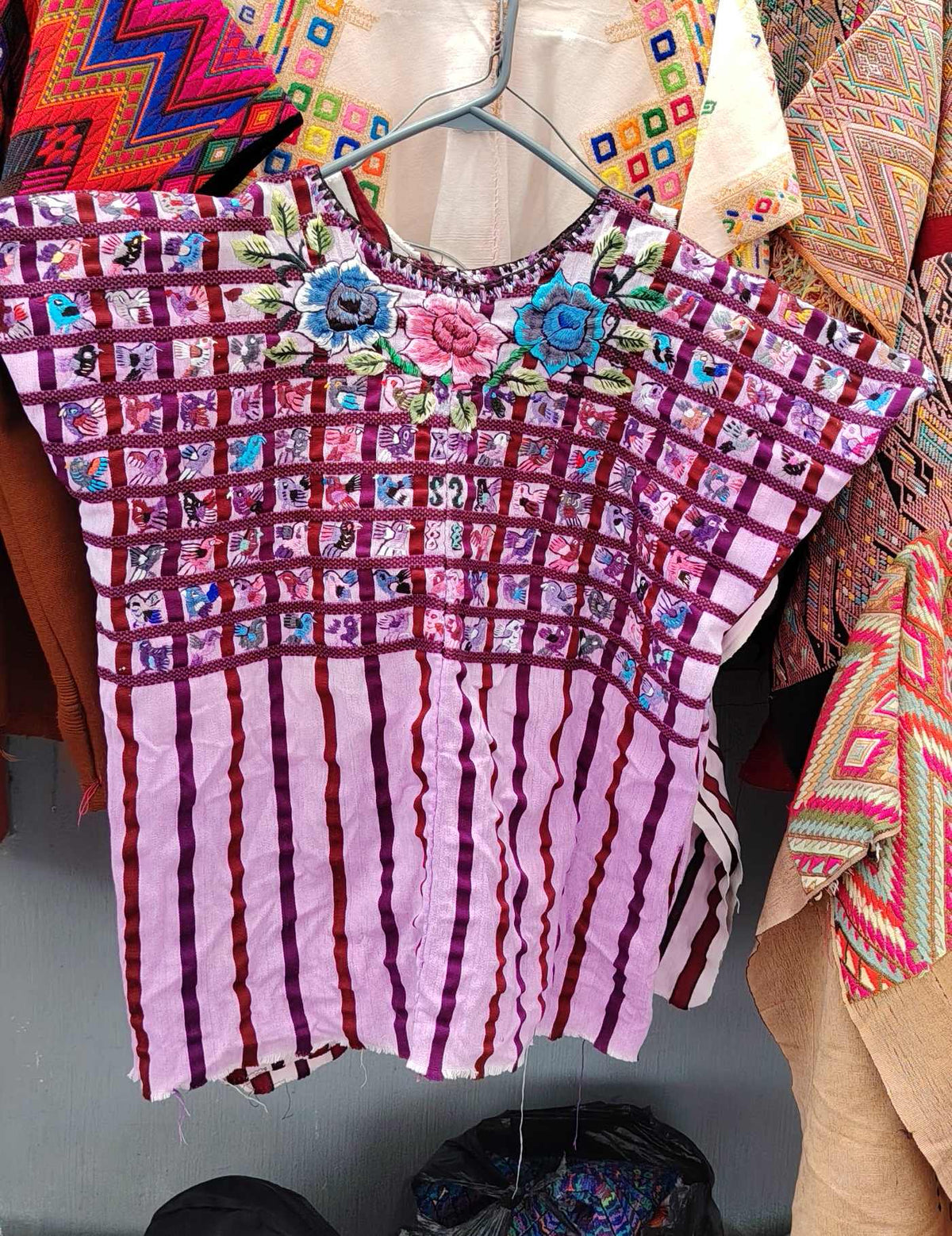 Lilac and Burgundy Stripes Santiago Huipil #9-44