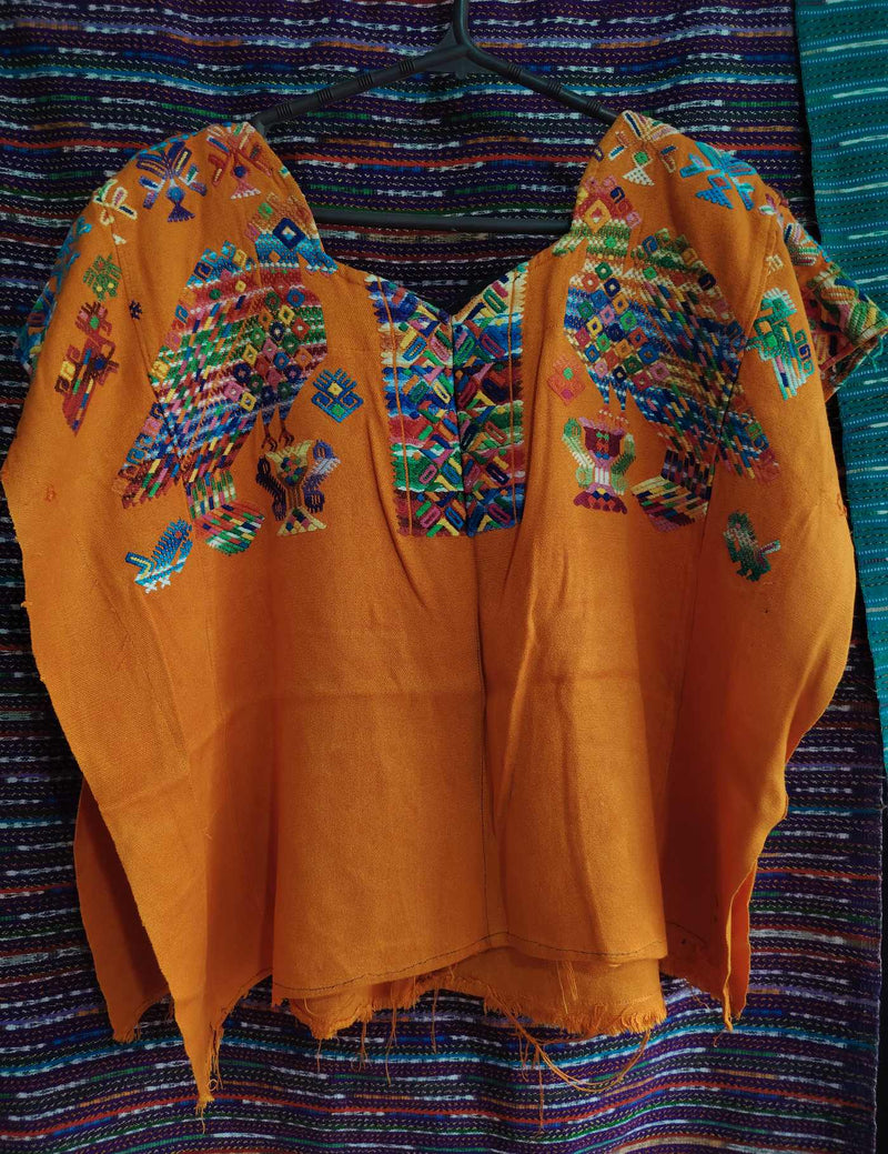 Peacocks on Orange Nahualá Huipil #9-53