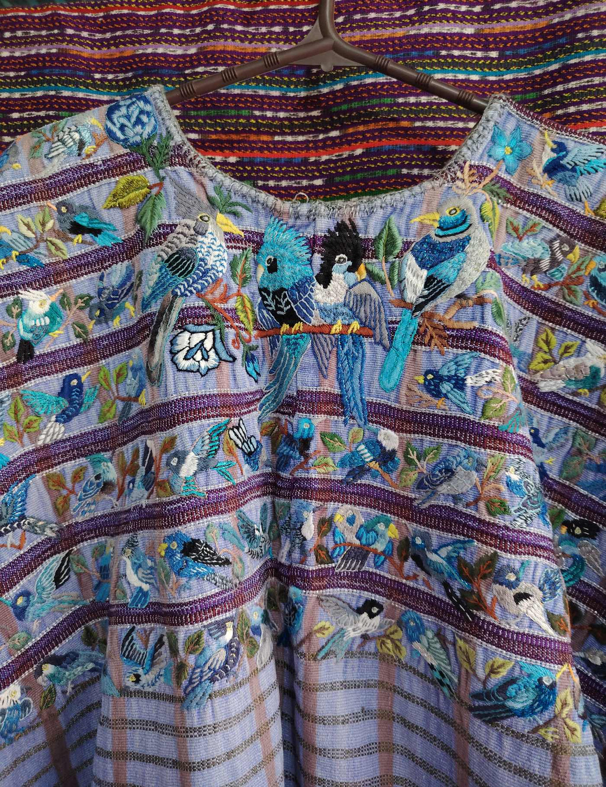 Blue Birds on Violet Santiago Huipil #9-54