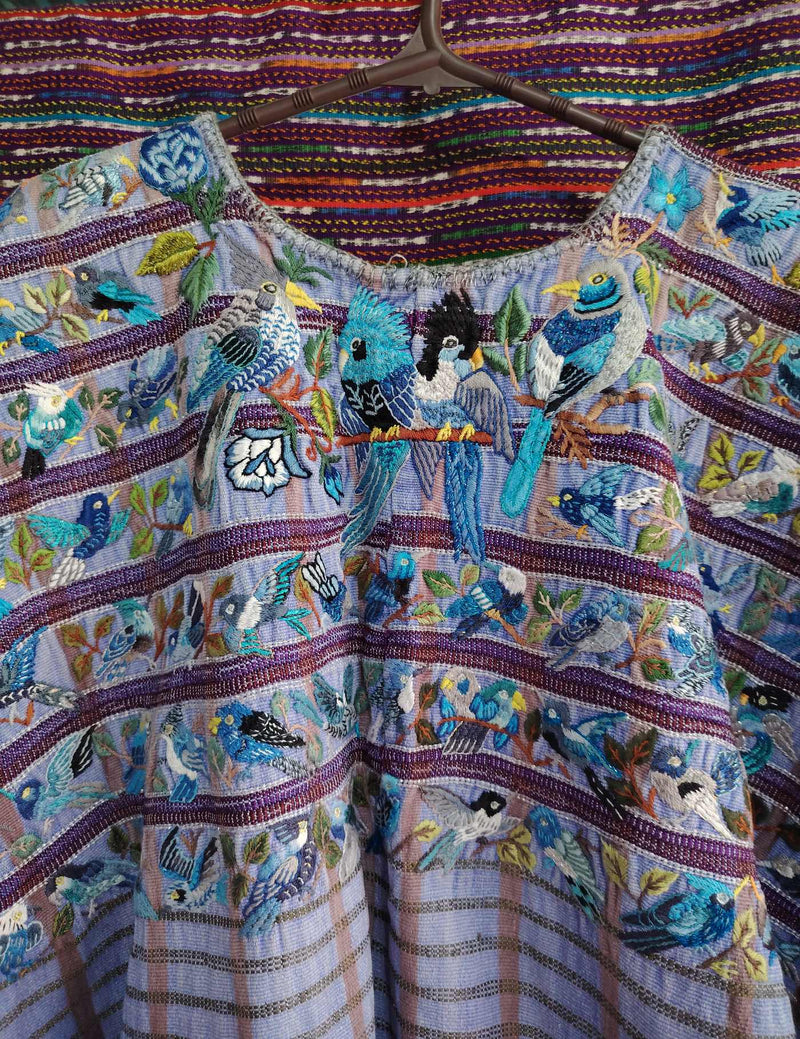 Blue Birds on Violet Santiago Huipil #9-54