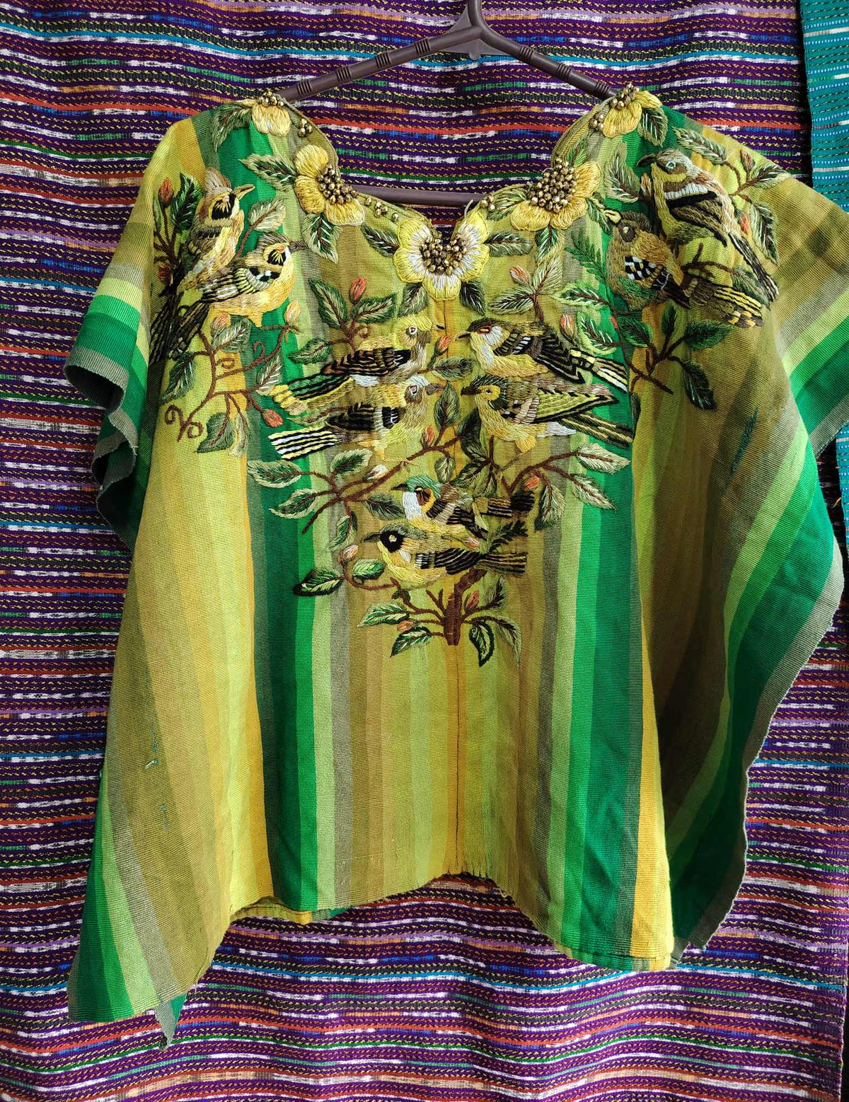 Lime Green Birds Santiago Huipil #9-58