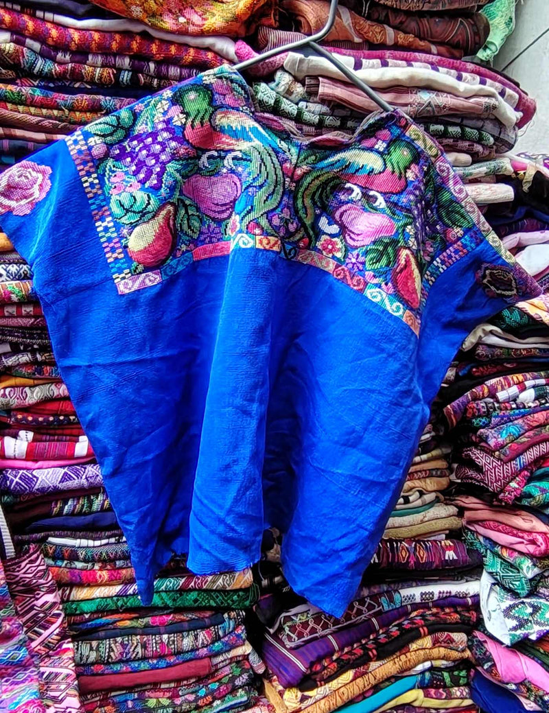 Blue with Quetzal Birds Aguas Calientes Huipil #9-71
