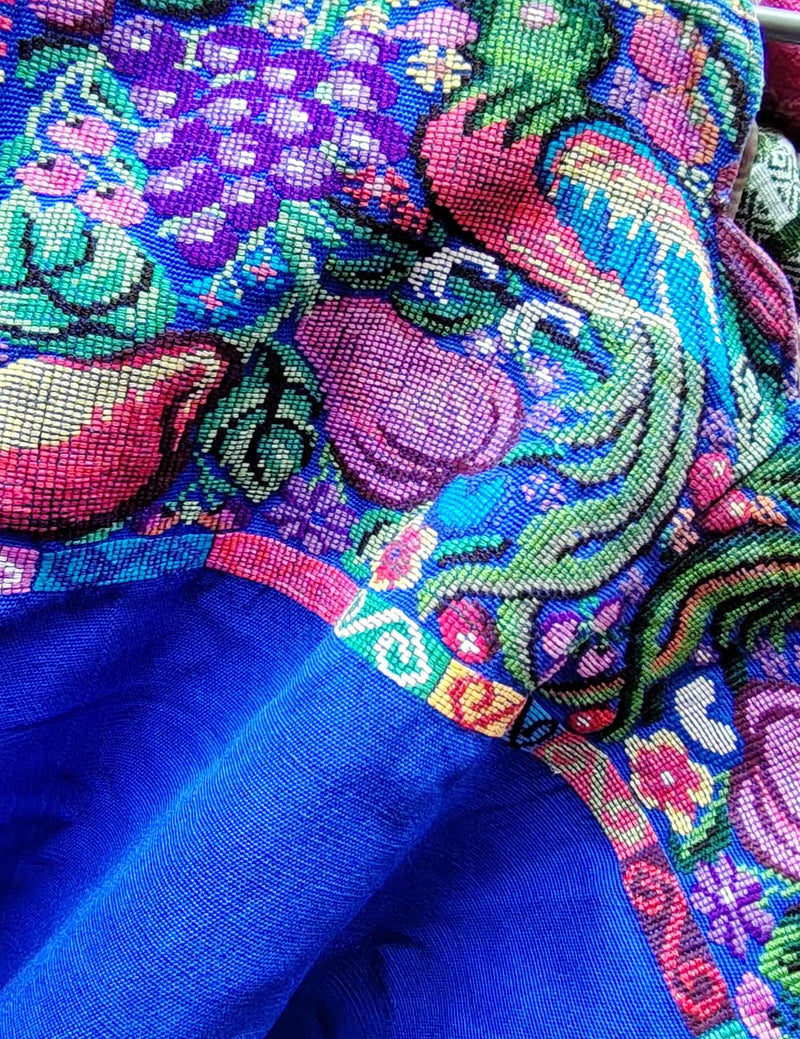 Blue with Quetzal Birds Aguas Calientes Huipil #9-71