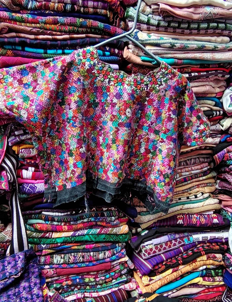Multicolor with Floral Neckline Cobán Huipil #9-76
