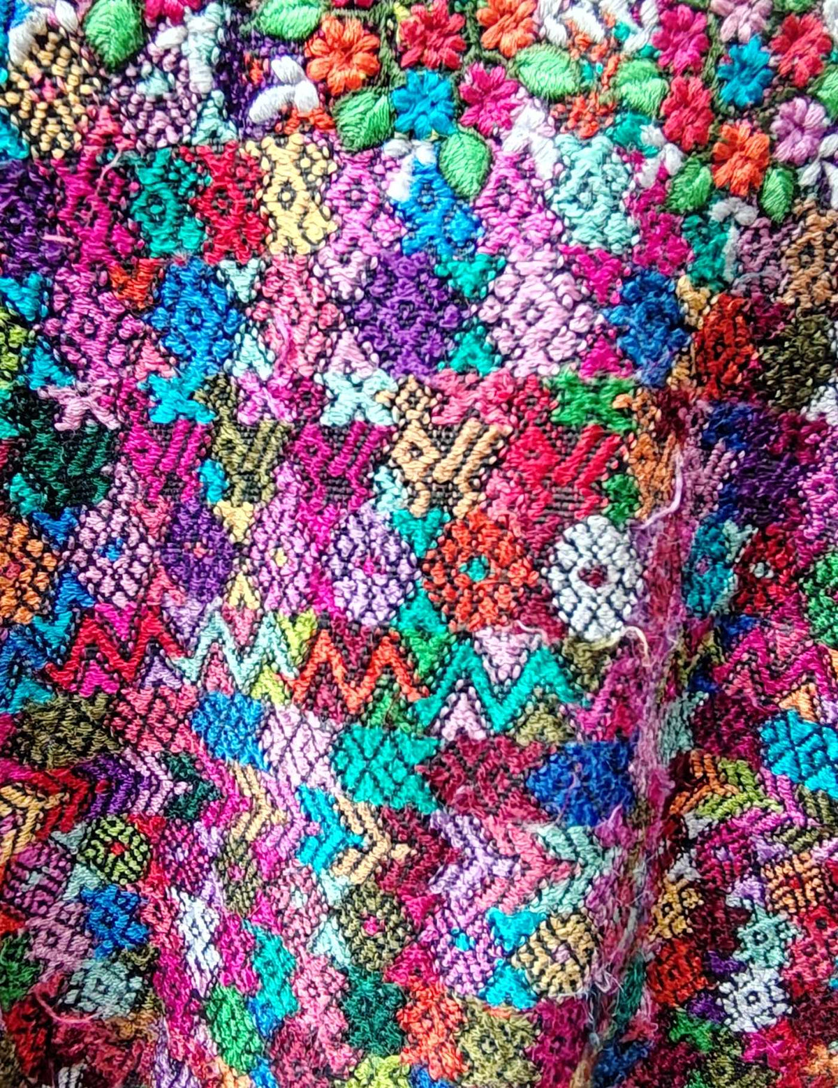 Multicolor with Floral Neckline Cobán Huipil #9-76