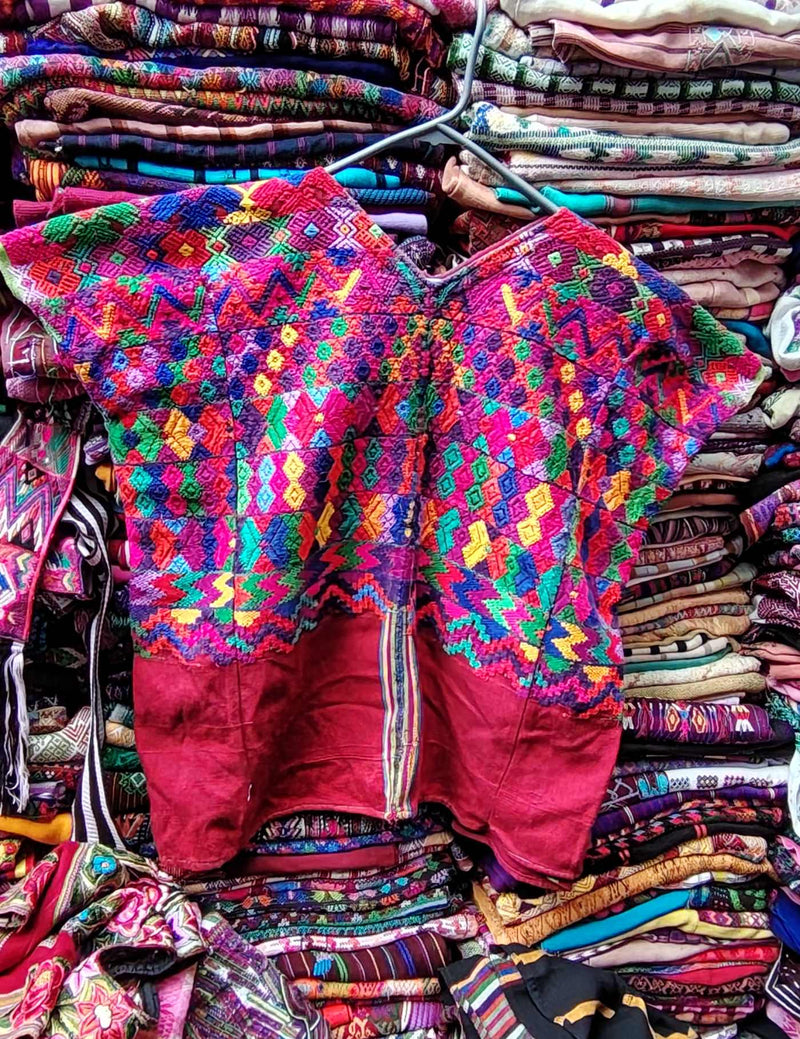 Colorful on Red Sacatepéquez Huipil #9-78