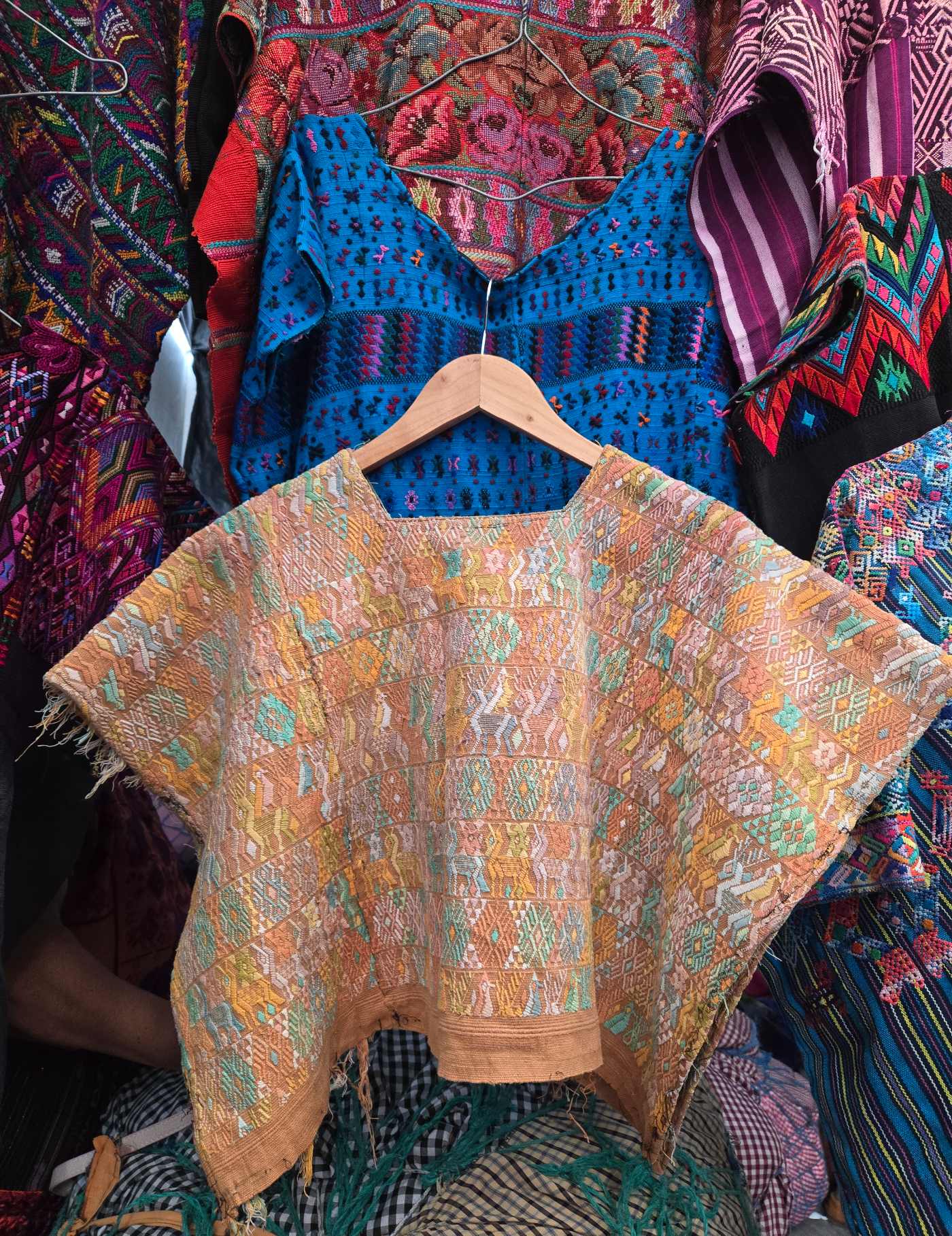 Colourful on Caramel Cobán Huipil #9-90