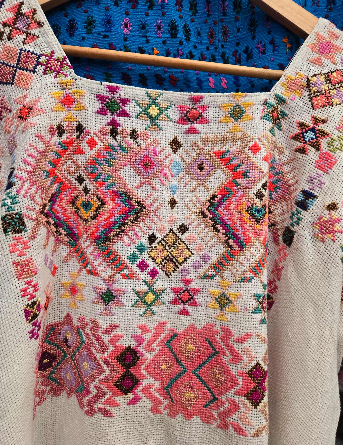 Stylised Animals on Cream Chichicastenango Huipil #9-94