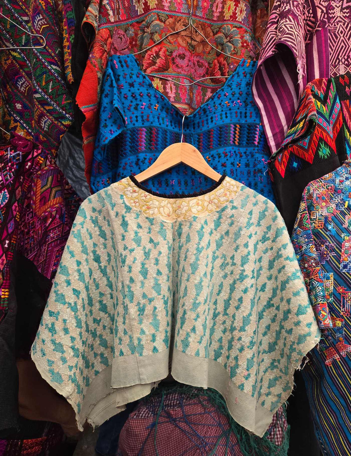 Blue on Cream Cobán Huipil #9-95