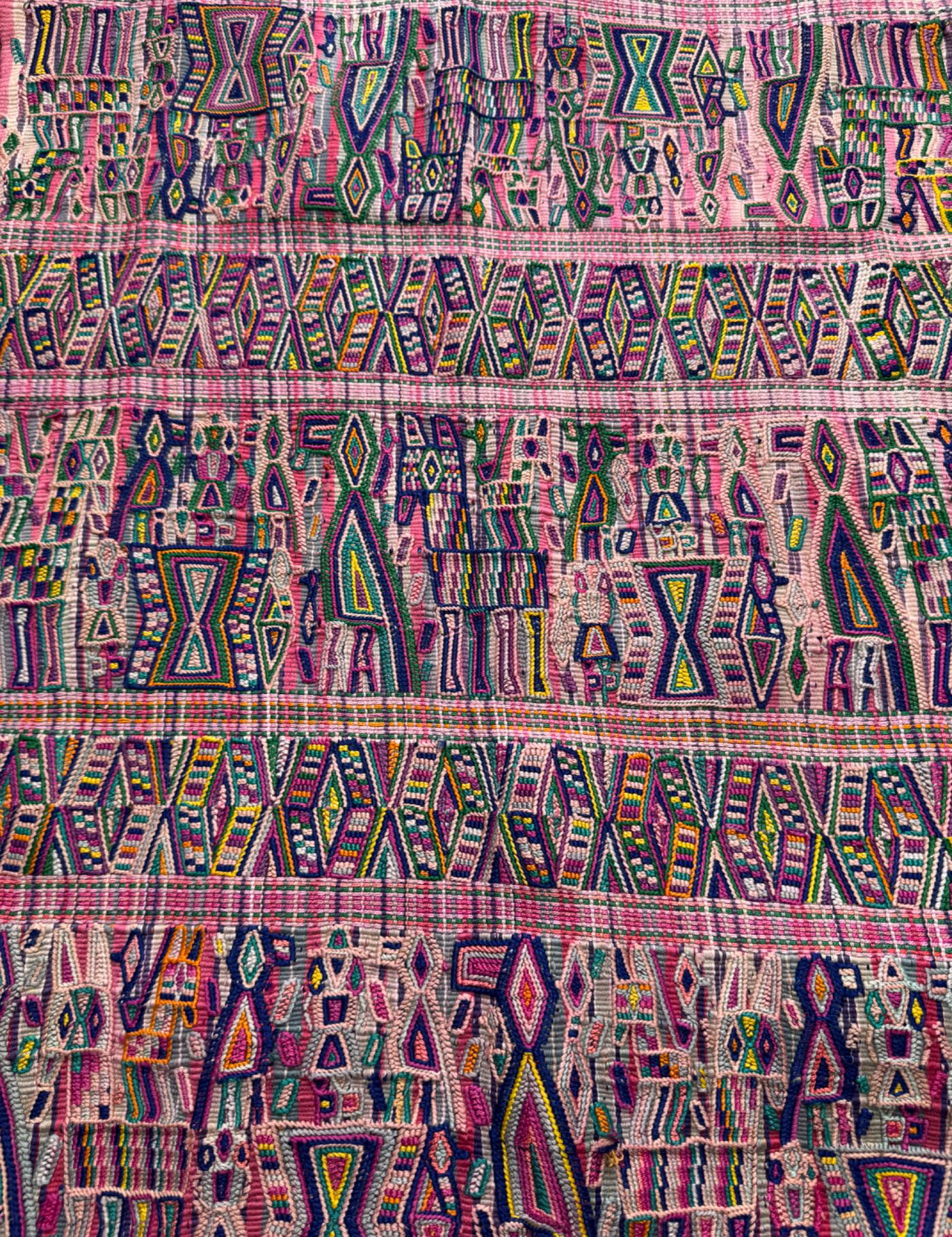 Pink and Blue Nebaj Tzute #9-111