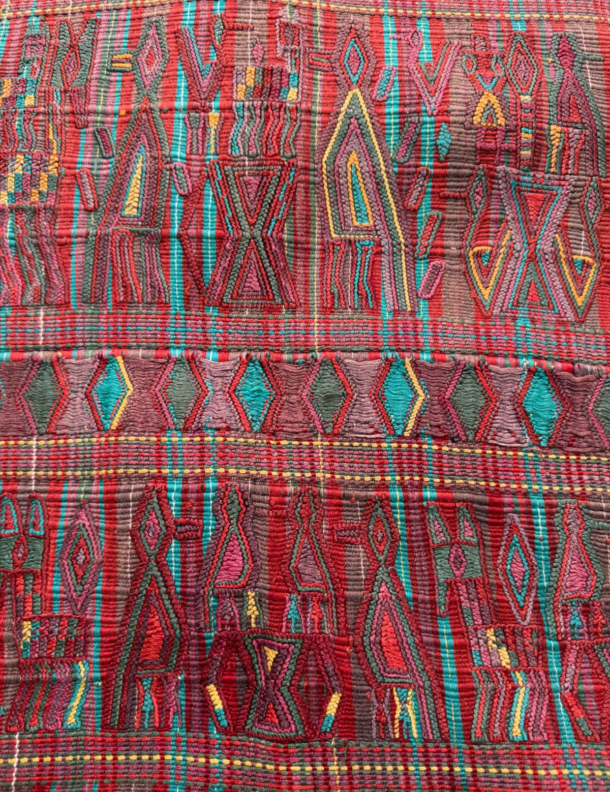 (Reserved for Anne) Warm Pink and Turquoise Nebaj Tzute #9-112