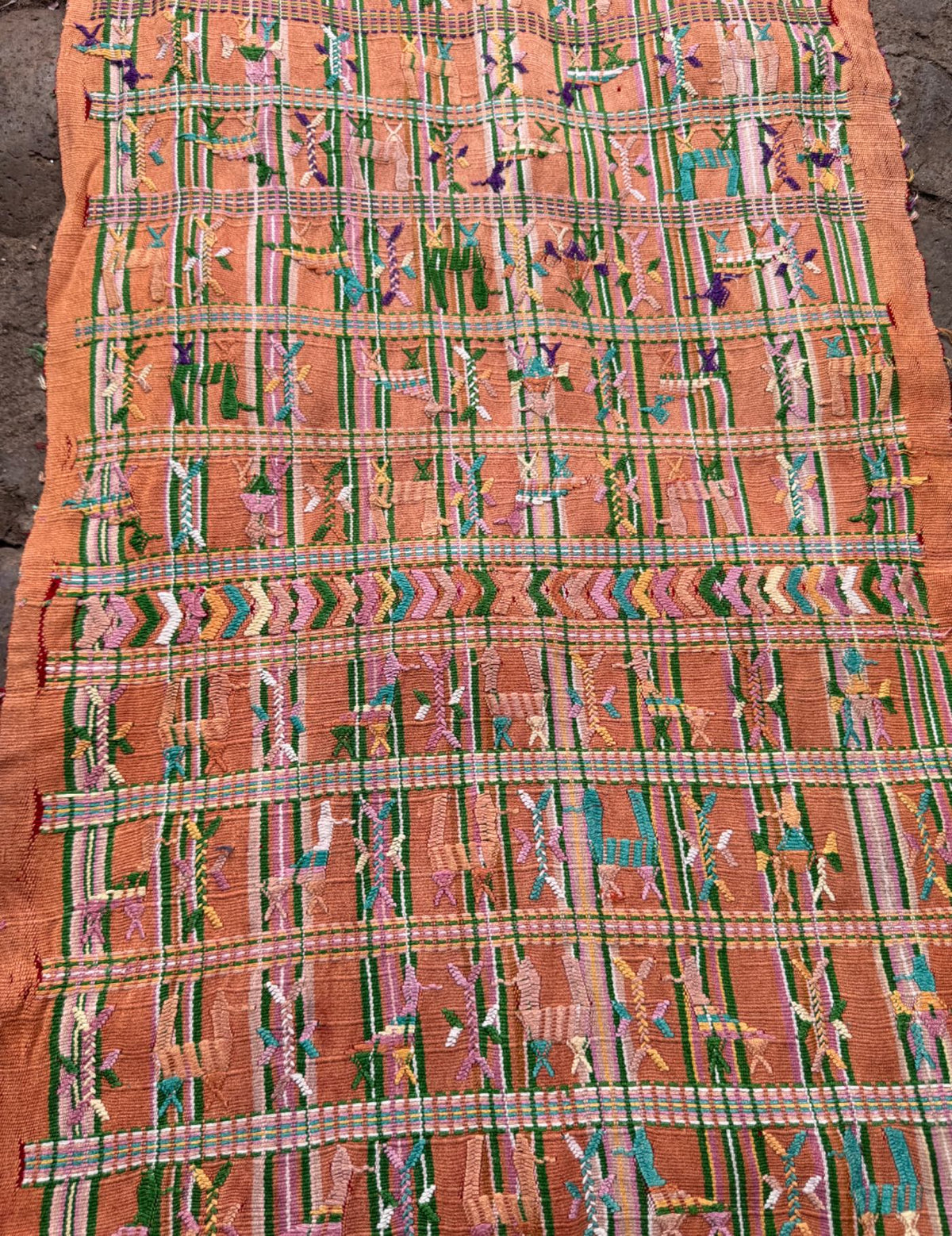 Peach and Green Nebaj Tzute #9-115