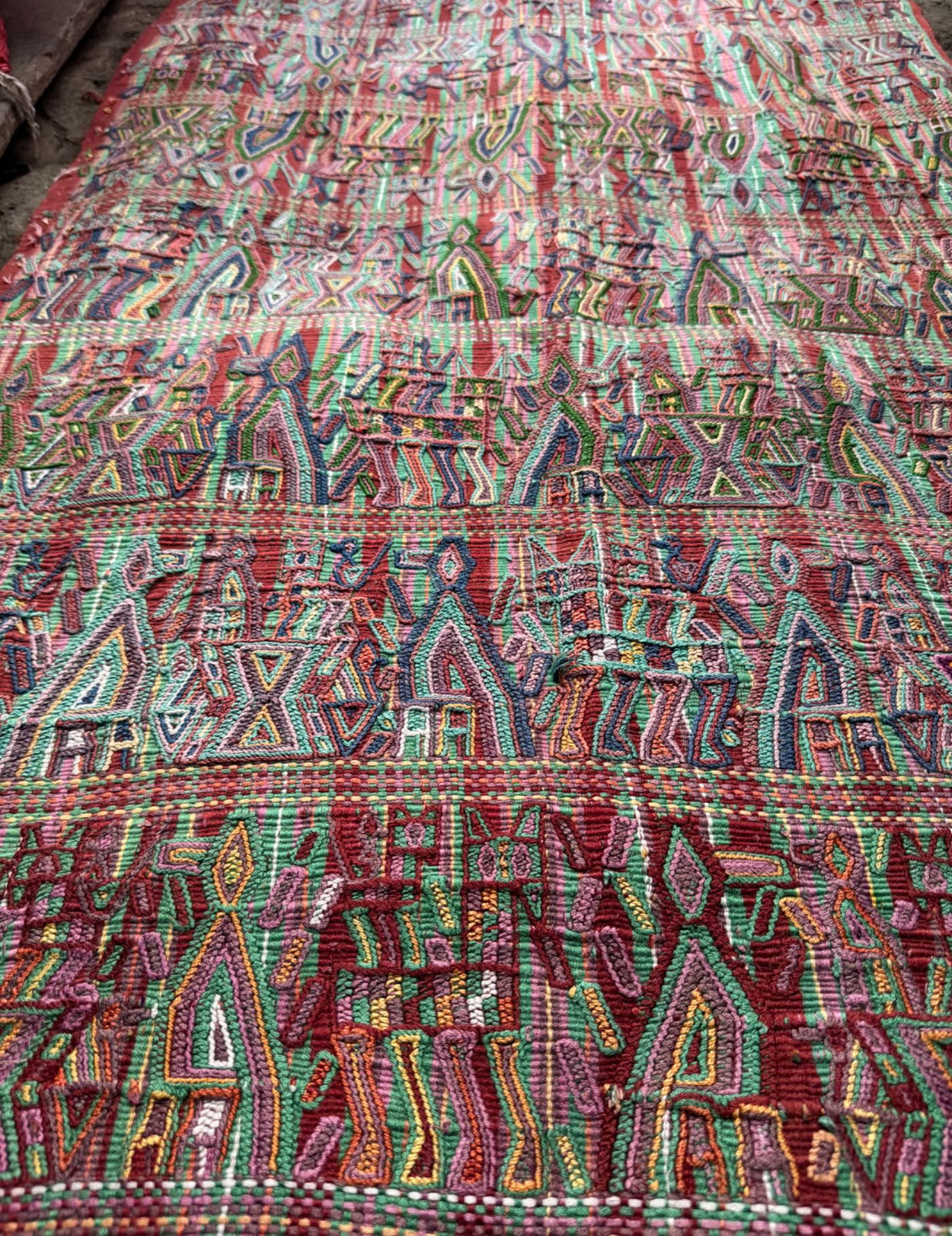 Terracotta and Turquoise Nebaj Tzute #9-119