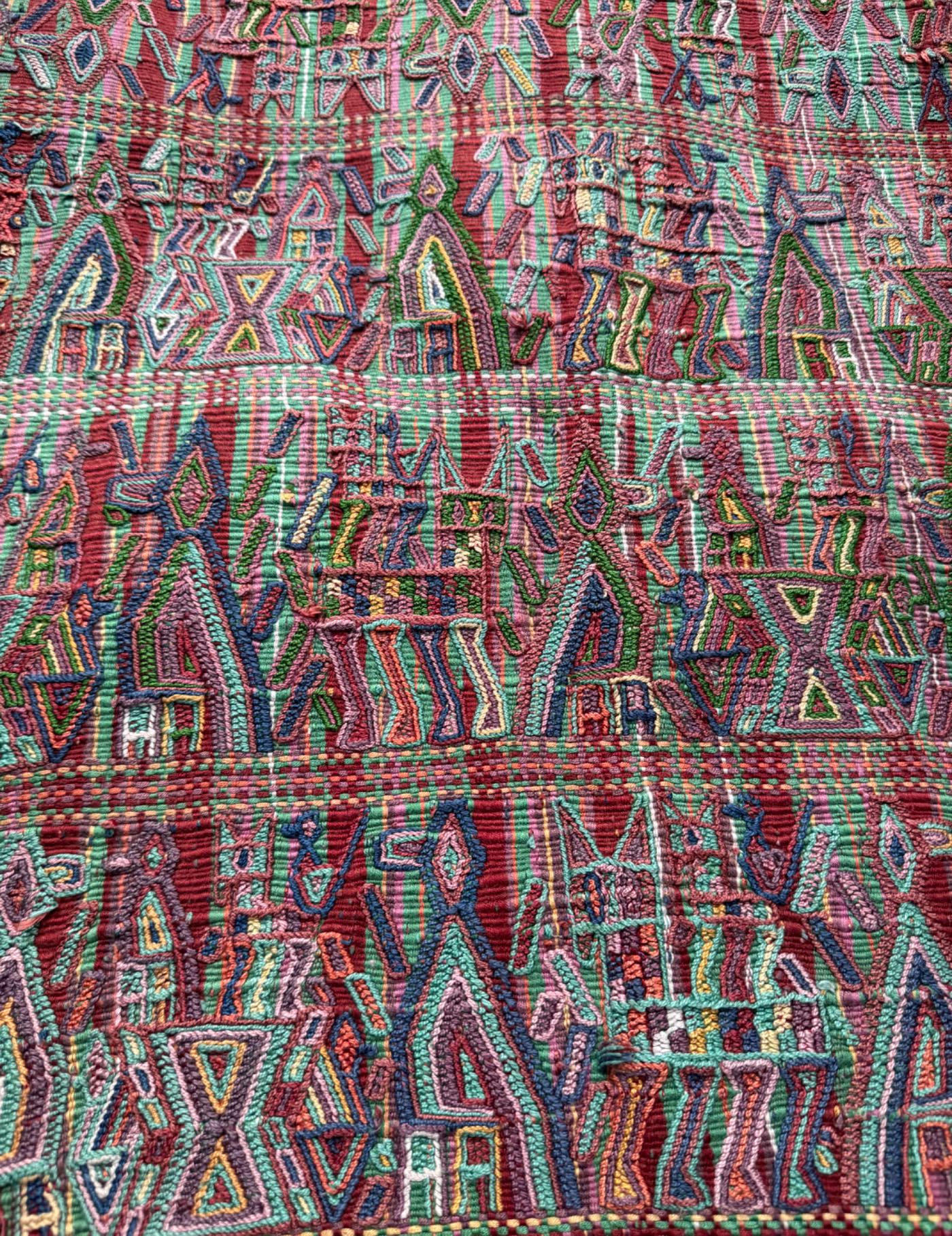 Terracotta and Turquoise Nebaj Tzute #9-119