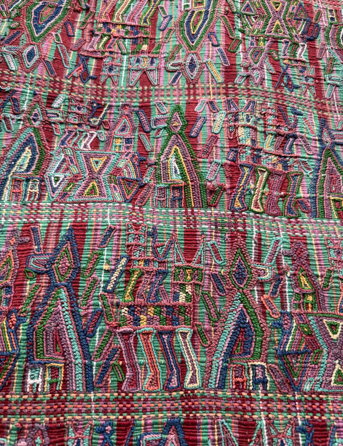 Terracotta and Turquoise Nebaj Tzute #9-119