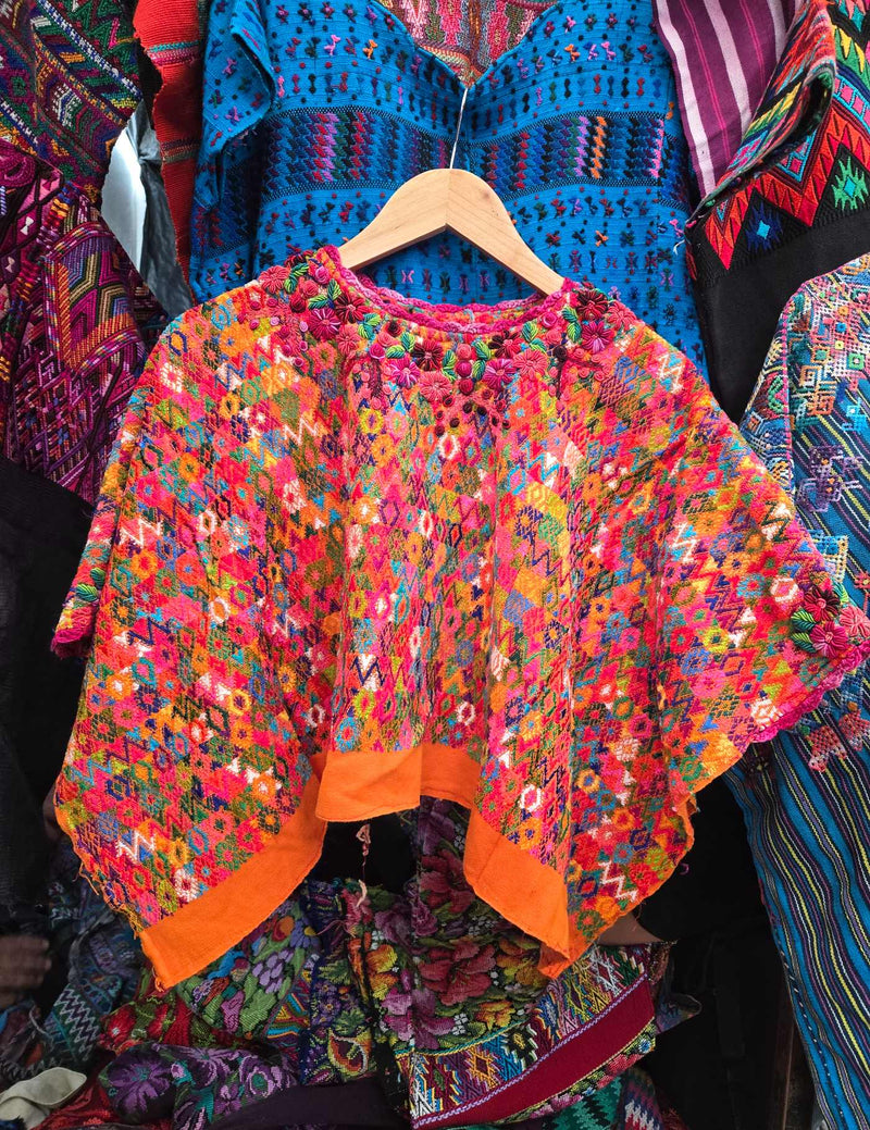 Orange with Rococo Neckline Cobán Huipil #9-124
