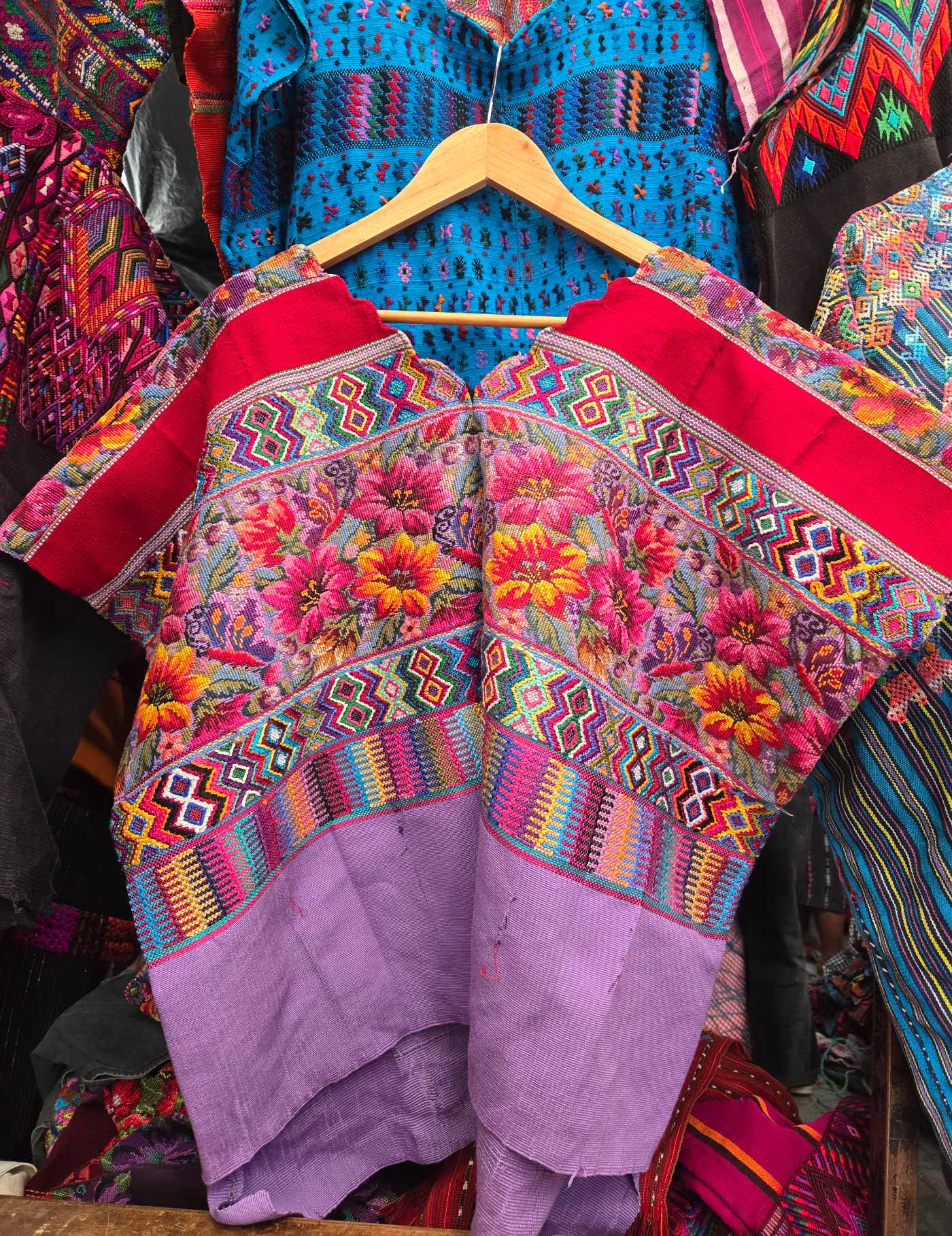 Lilac and Red Comalapa Huipil #9-125