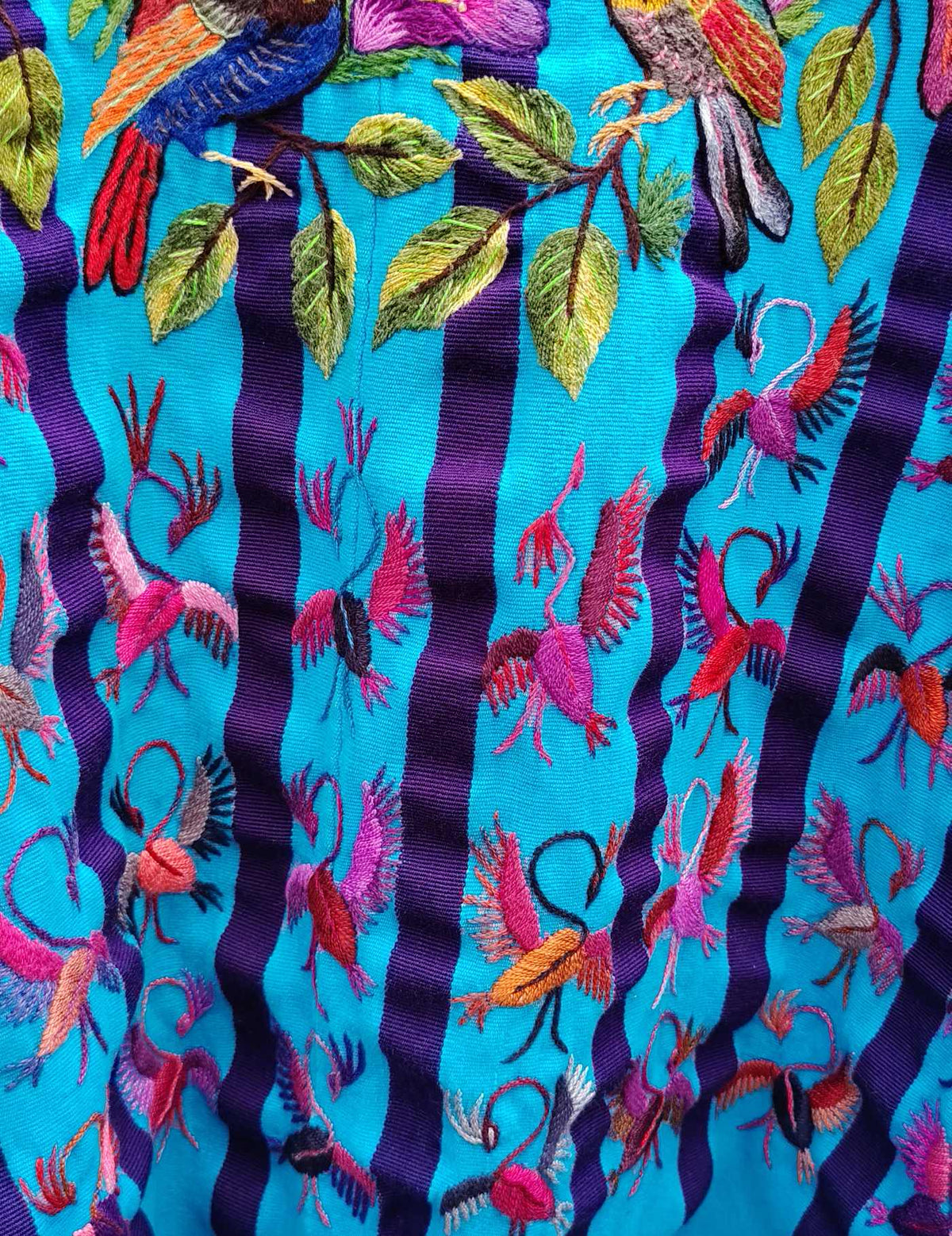 Blue with Pink Birds Santiago Huipil #9-128