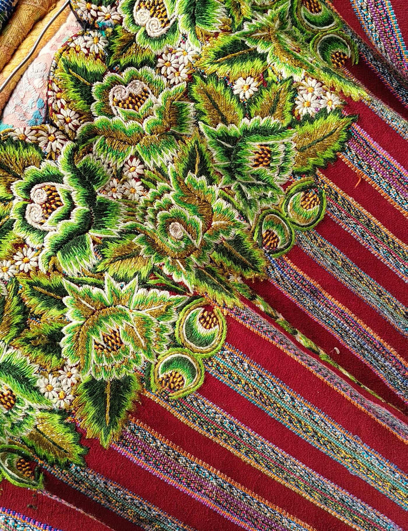 Maroon and Green Patzún Huipil #9-134